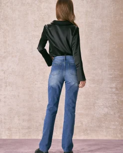 The Blue High Waisted Straight Leg Jeans