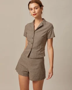 The Brown High Waisted Plaid Shorts