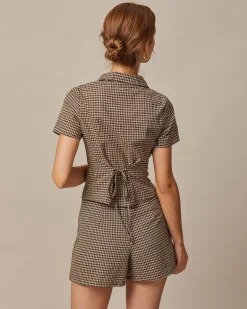 The Brown High Waisted Plaid Shorts