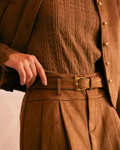 The Brown High Waisted Suede Mini Skirt
