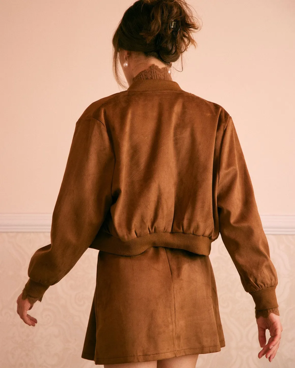 The Brown High Waisted Suede Mini Skirt