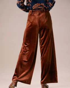 The Brown High Waisted Velvet Wide Leg Pants