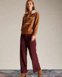 The Brown Lapel Button Suede Sweatshirt
