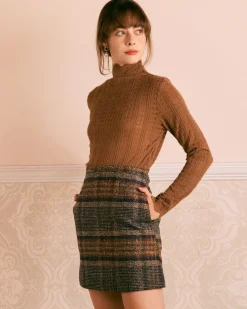The Brown Natural Waisted Striped Mini Skirt