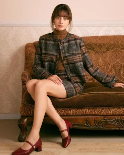 The Brown Natural Waisted Striped Mini Skirt