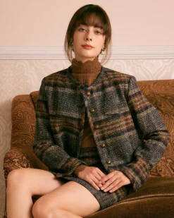 The Brown Striped Single Breasted Jacket