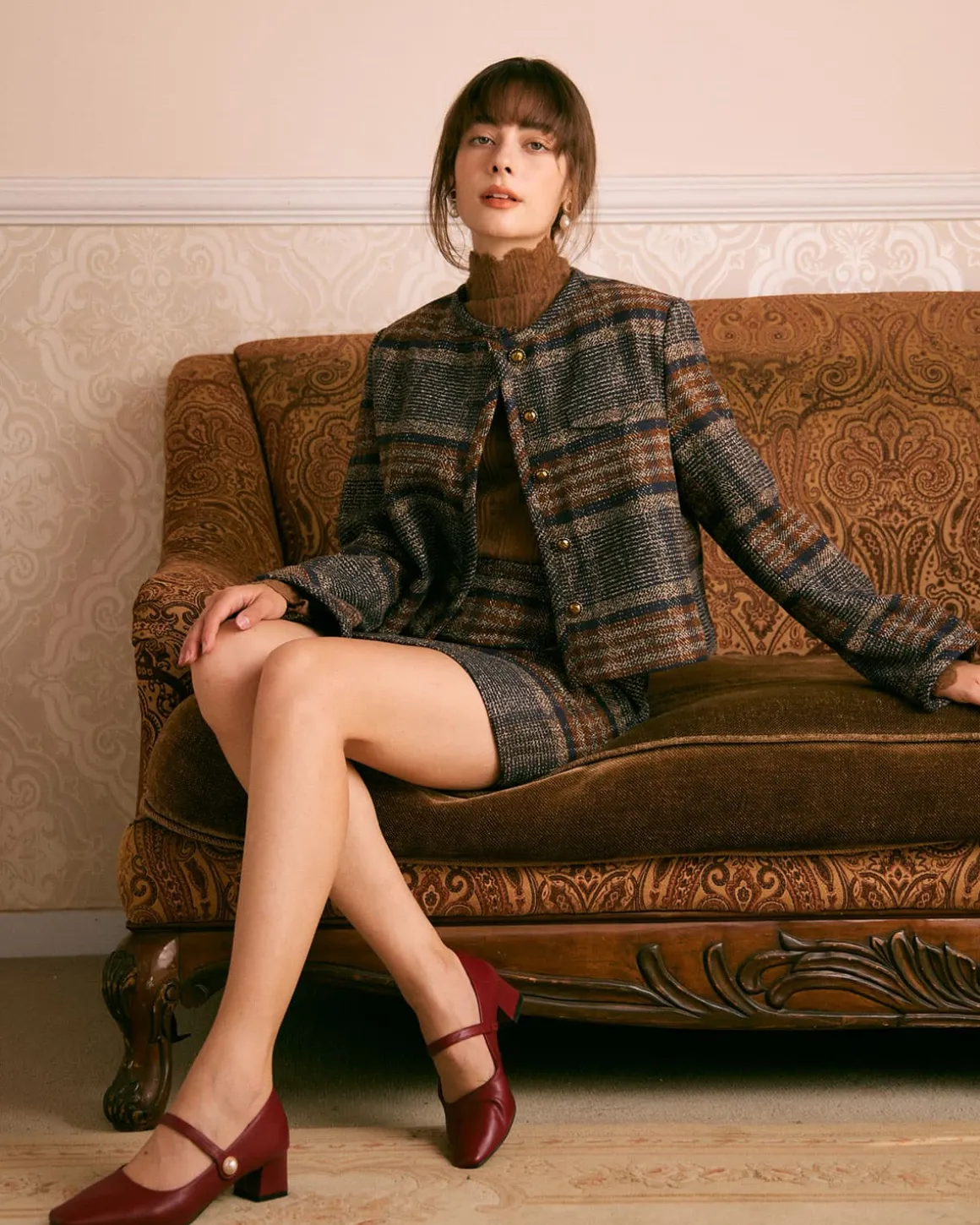 The Brown Striped Single Breasted Jacket