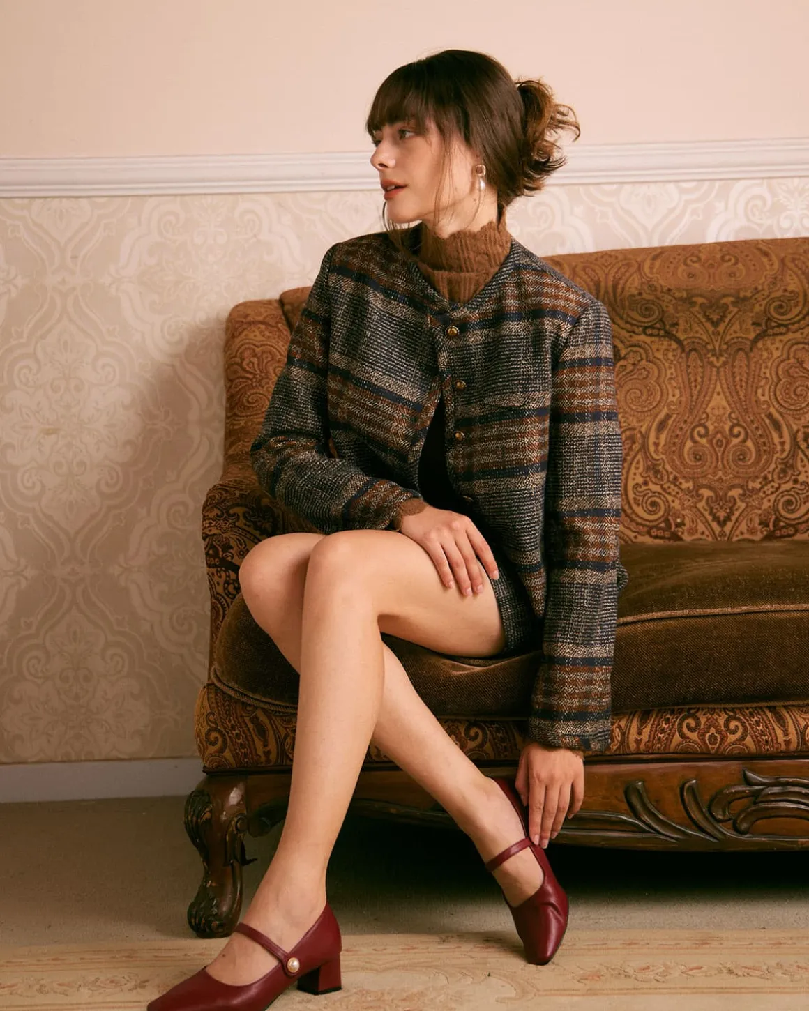 The Brown Striped Single Breasted Jacket