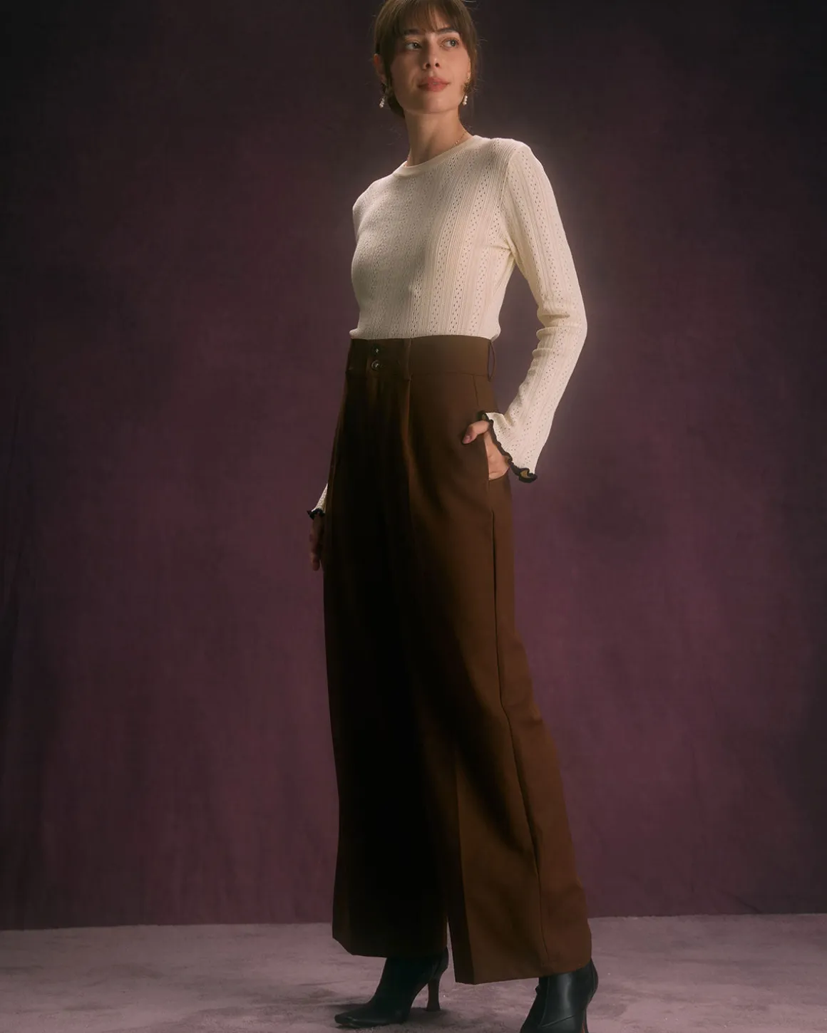 The Coffee Button Slant Pocket Straight Pants
