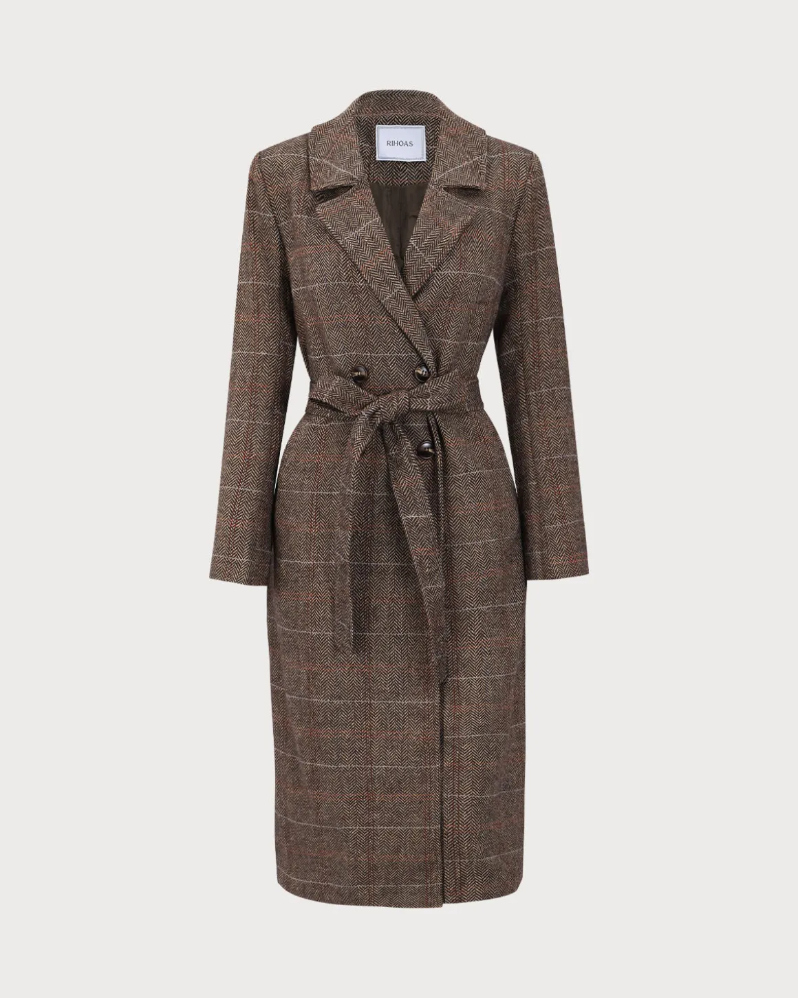 The Coffee Lapel Belted Double Breasted Coat