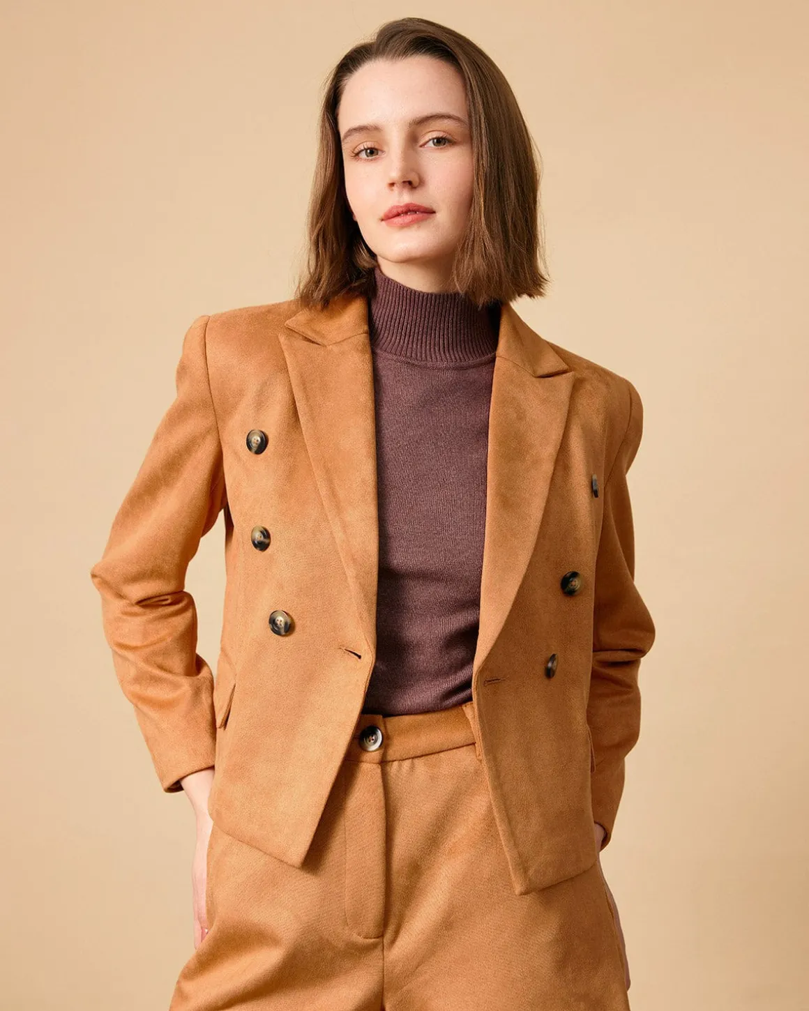 The Collared Buttons Suede Blazer