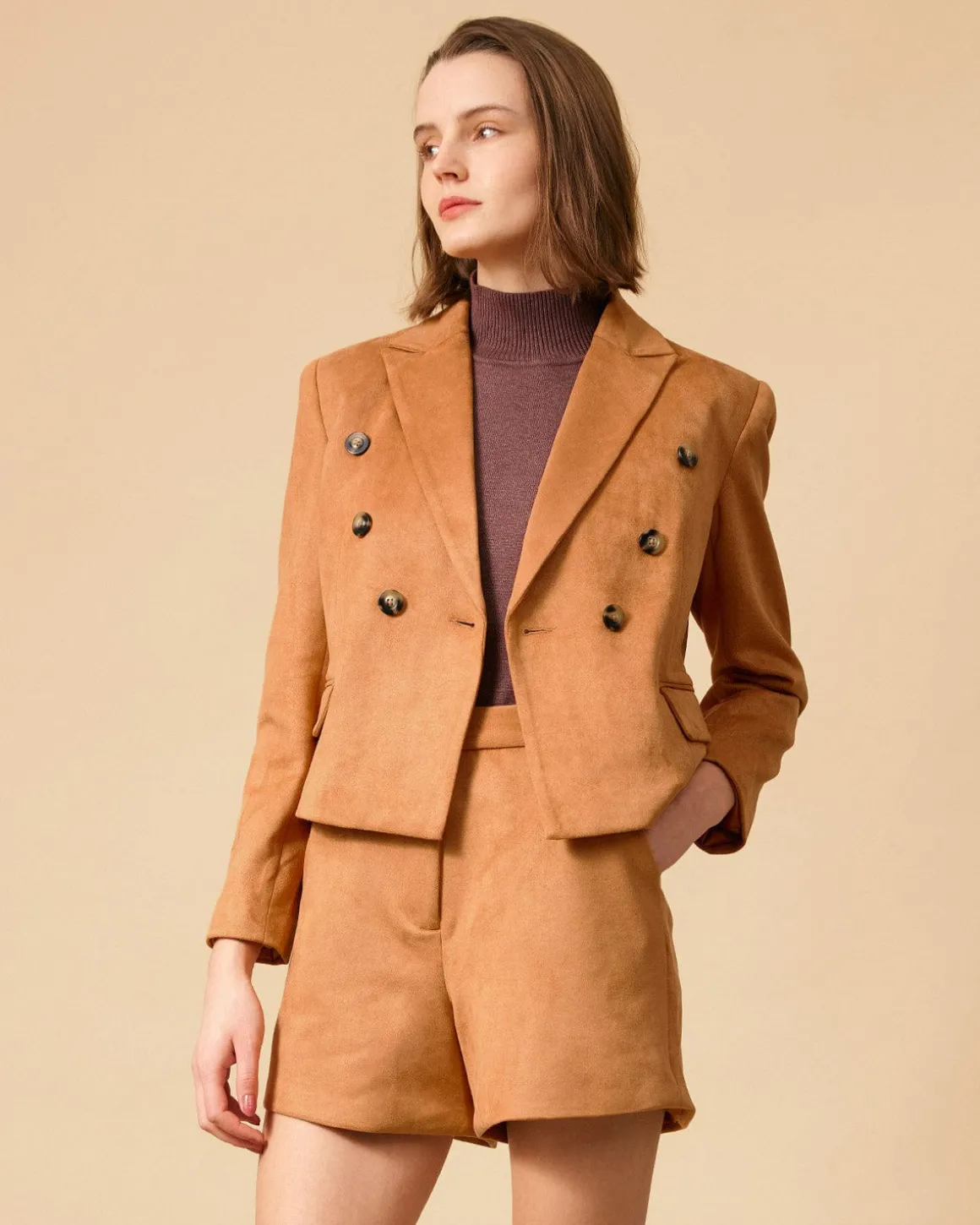 The Collared Buttons Suede Blazer