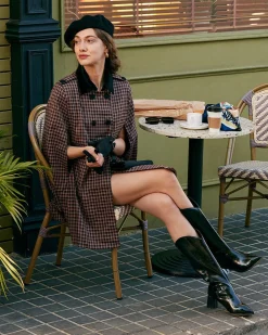 The Double-breasted Plaid Cape Coat