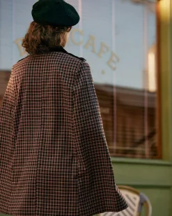 The Double-breasted Plaid Cape Coat