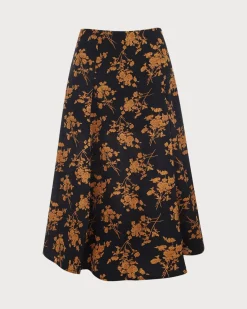 The Floral Slit High Waisted A-line Skirt