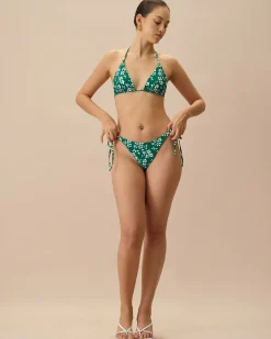 The Green Reversible Floral Triangle Bikini Top
