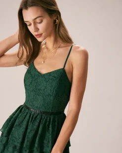The Green Sweetheart Neck Lace Maxi Dress
