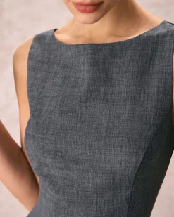 The Grey Boat Neck Sleeveless Mini Dress