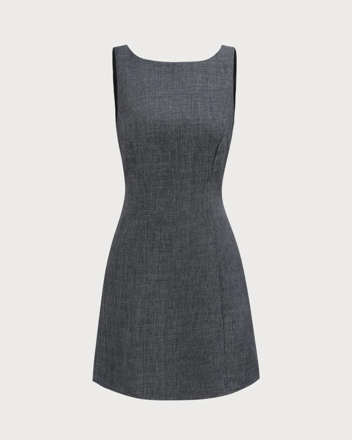 The Grey Boat Neck Sleeveless Mini Dress