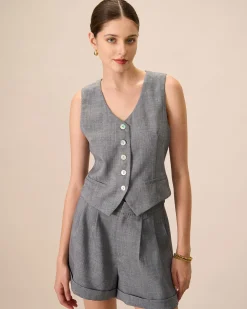 The Grey V-Neck Button Vest