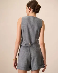 The Grey V-Neck Button Vest