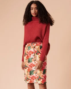 The High Waisted Corduroy Floral Skirt