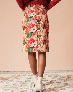 The High Waisted Corduroy Floral Skirt