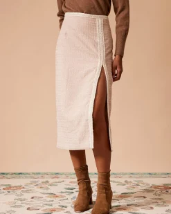 The High Waisted Side Slit Tweed Skirt
