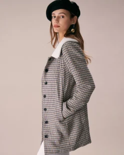 The Khaki Lapel Single Breasted Plaid Blazer
