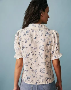 The Lace Spliced Pleated Floral Shirt