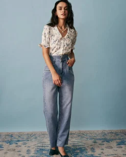 The Lace Spliced Pleated Floral Shirt