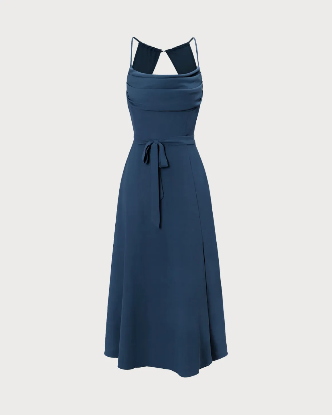 The Navy Cowl Neck Cutout Back Maxi Dress