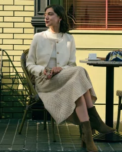 The Pearl Button High Waisted Tweed Skirt