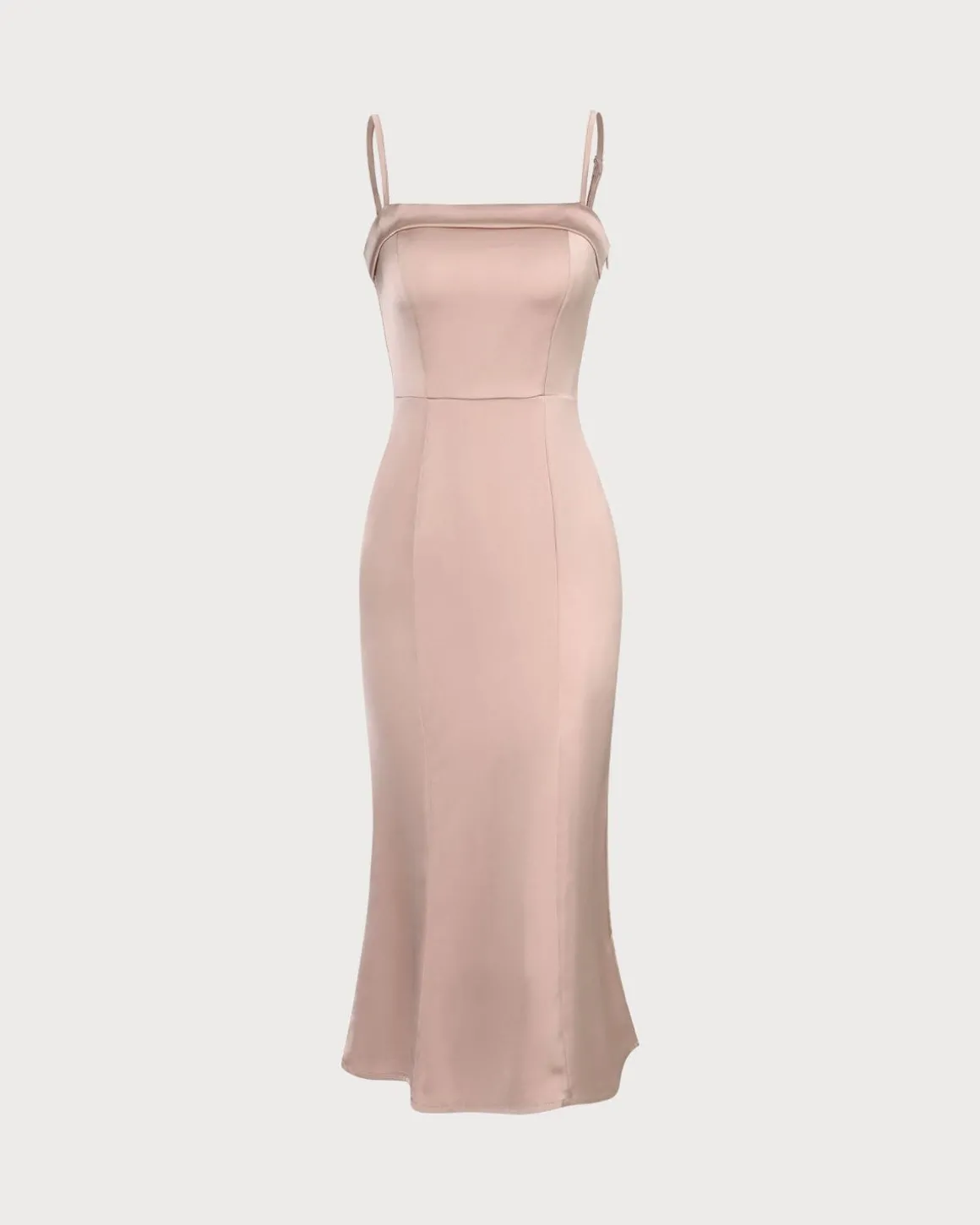 The Pink Bodycon Satin Cami Midi Dress