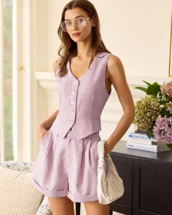 The Pink High-Waisted Pleated Shorts