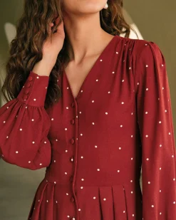 The Polka Dot Pleated Midi Dress