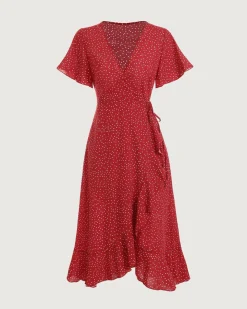 The Polka Dot Ruffle Wrap Dress