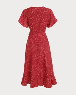 The Polka Dot Ruffle Wrap Dress