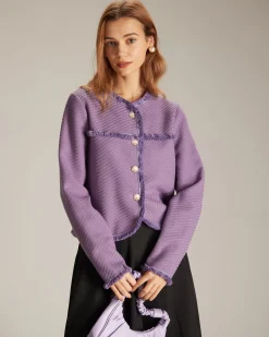 The Purple Crew Neck Single Breasted Jacket