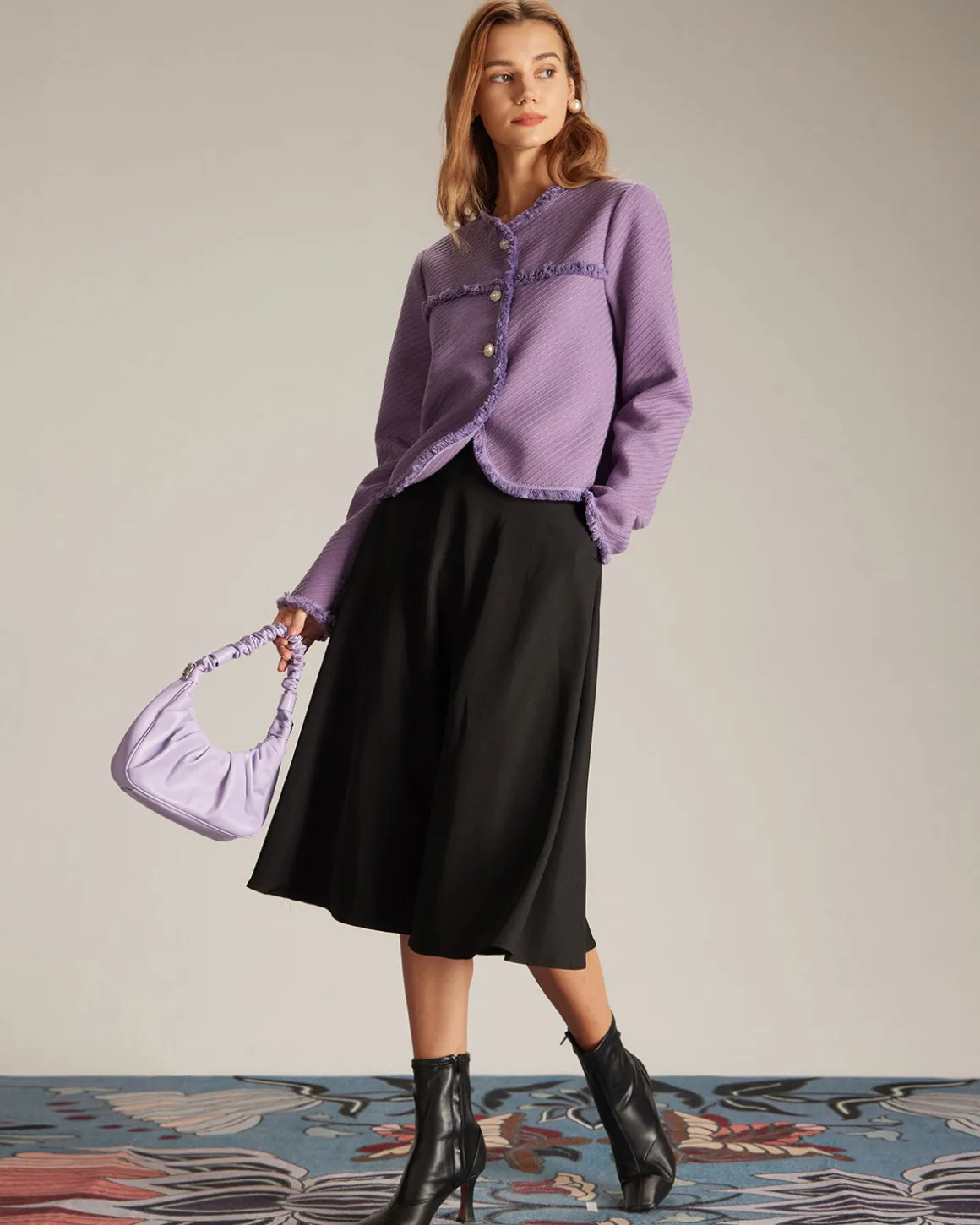 The Purple Crew Neck Single Breasted Jacket
