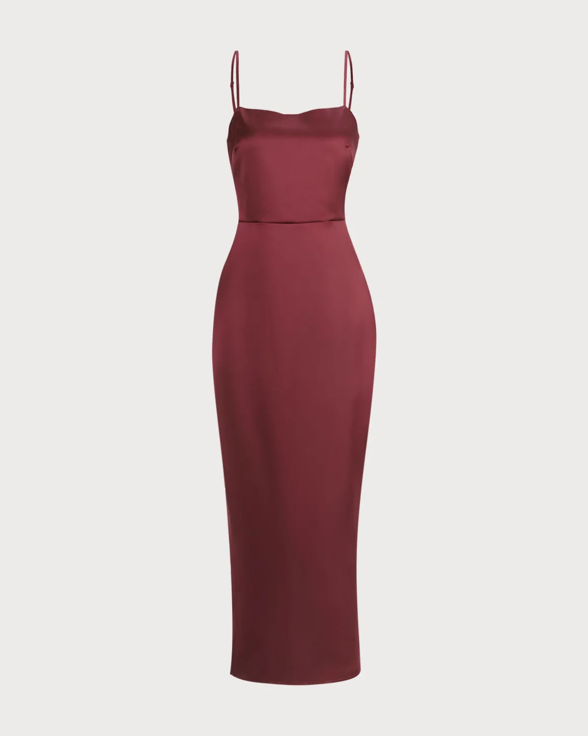 The Red Back Slit Satin Sling Maxi Dress
