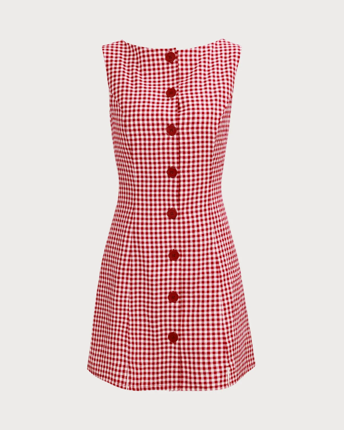 The Red Boat Neck Plaid Mini Dress