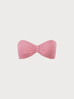 The Red Plaid Ruched Bikini Top