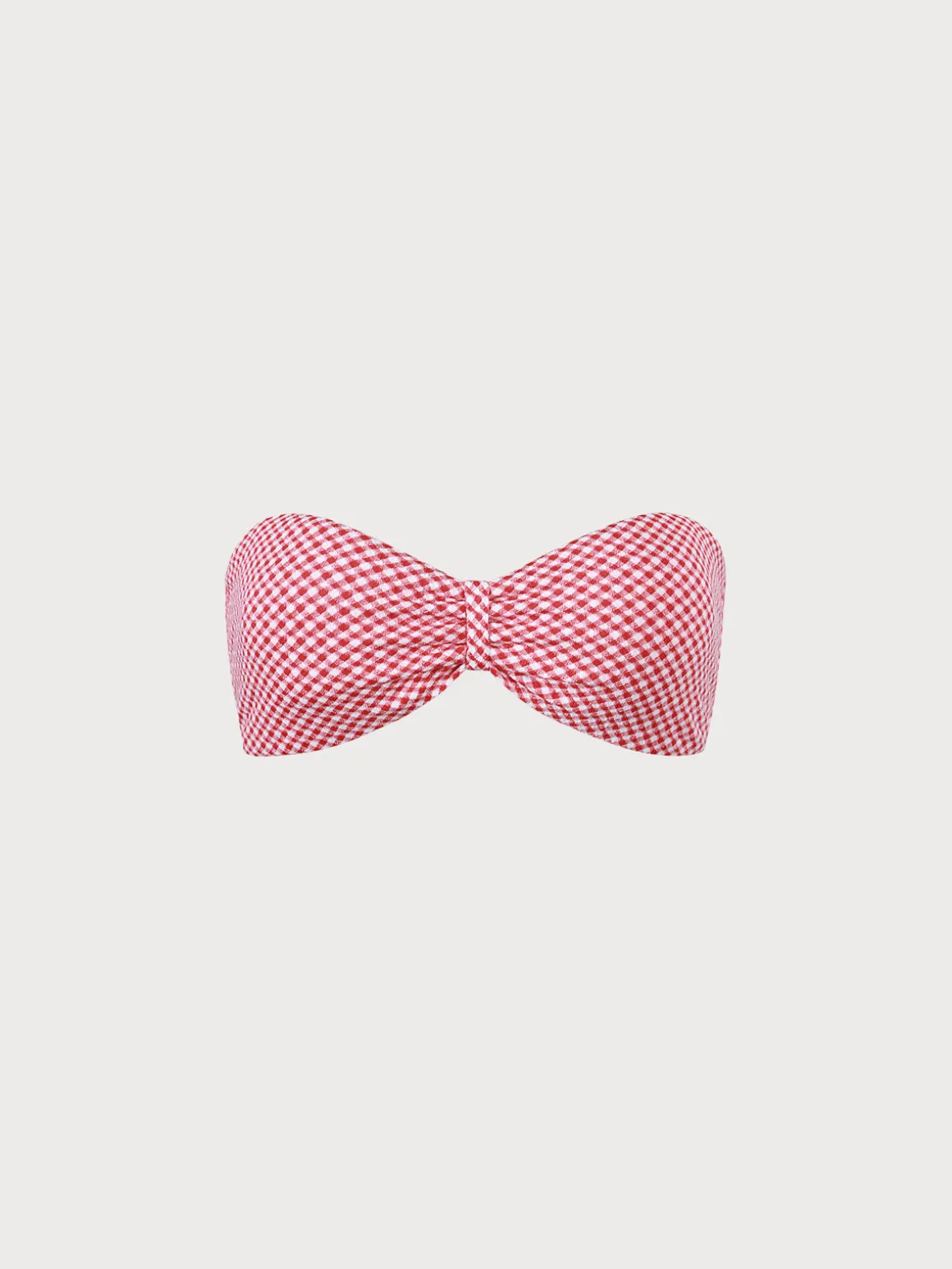 The Red Plaid Ruched Bikini Top