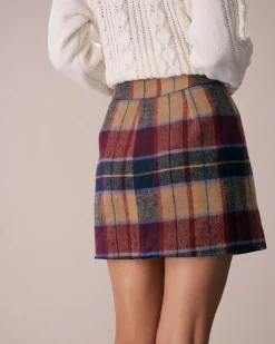 The Red Plaid Zipper Fly Tweed Mini Skirt