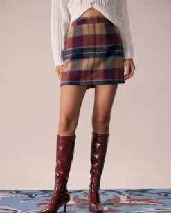 The Red Plaid Zipper Fly Tweed Mini Skirt