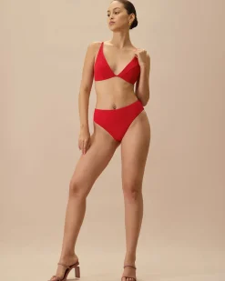 The Red Ribbed Bikini Bottom