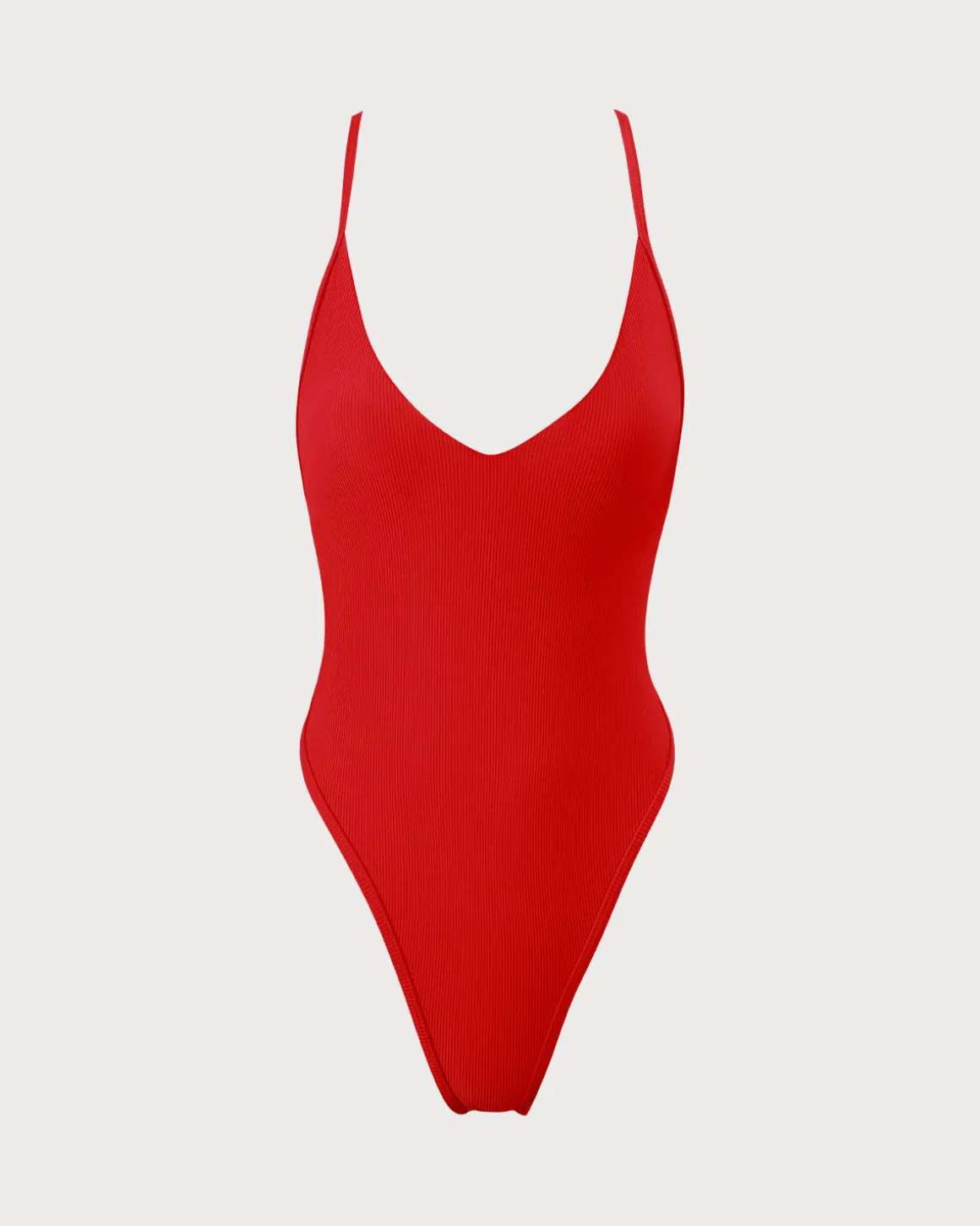 The Red Ribbed Cross Back One-Piece Swimsuit