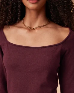 The Red Square Neck Long Sleeve Sweater Dress