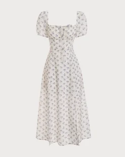 The Short Sleeve Floral Ruched Midi Dress